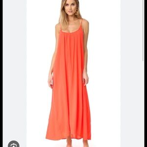 Love Stitch Coral-Orange Spaghetti Strap Maxi Dress